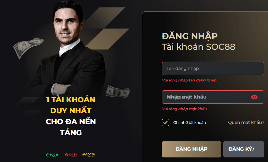 Rút Tiền SOC88: Hướng Dẫn Thành Công Với 2 Phương Thức 11 Đăng ký/đăng nhập SOC88