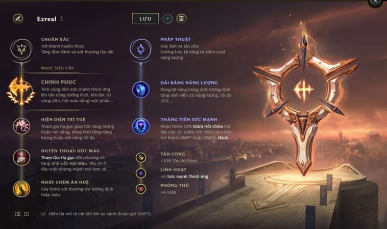 Cách Lên Đồ Ezreal Trở Thành Nhà Thám Hiểm Tài Tình 8 Bảng ngọc chi tiết cho từng vị trí của Ezreal