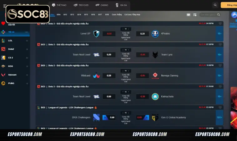 Soc88 – Nhà cái Soc 88 Uy Tín Số 1 Việt Nam 2025 13 Điểm danh 5 game chơi Esport Soc88 hấp dẫn nhất 2025